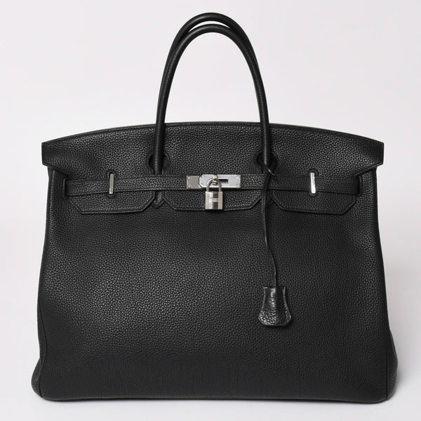 極美品 HERMES エルメス バーキン40 ブラック トゴ 40cm C刻印 シルバー金具 ハンドバッグ 中古 4a003229