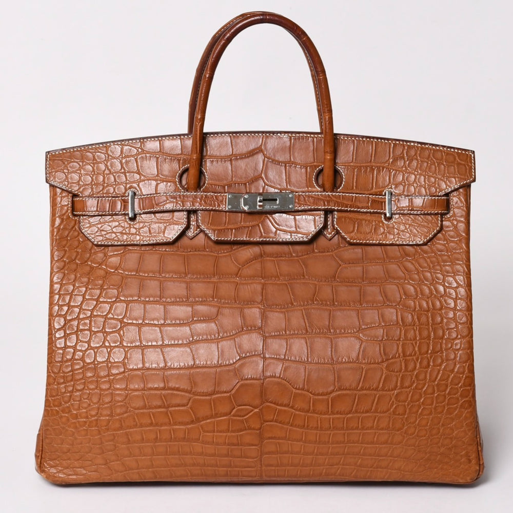 極美品 HERMES エルメス バーキン40 バレニア ゴールド 40cm □Q刻印 シルバー金具 ハンドバッグ 中古 4a003253