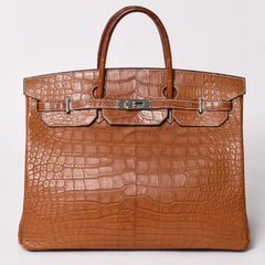 極美品 HERMES エルメス バーキン40 バレニア ゴールド 40cm □Q刻印 シルバー金具 ハンドバッグ 中古 4a003253