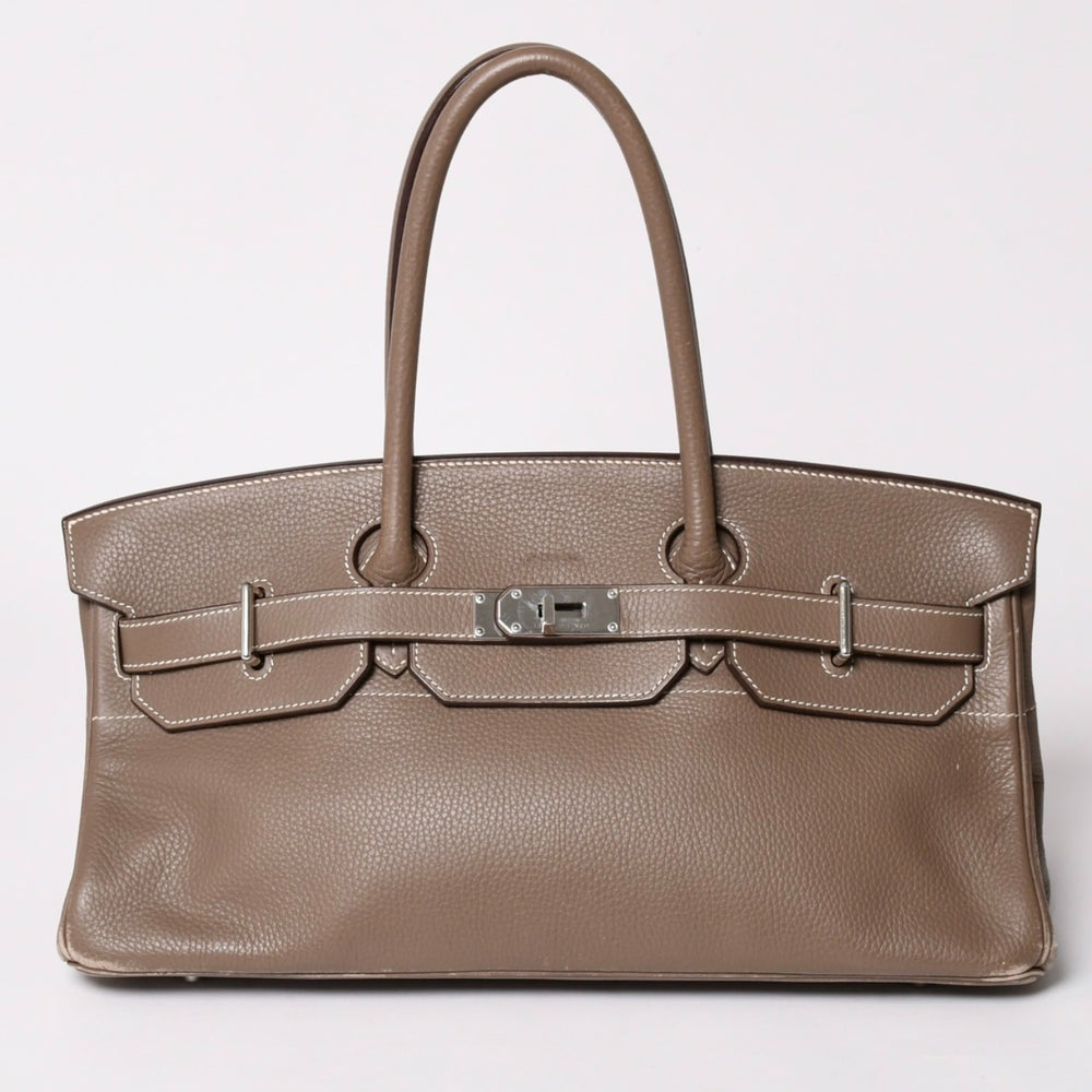 HERMES エルメス ショルダーバーキン42 ハンドバッグ □J刻印 トリヨンクレマンス エトゥープ SV金具 内縫い ゴルチエ期 美品 中古 4a003173