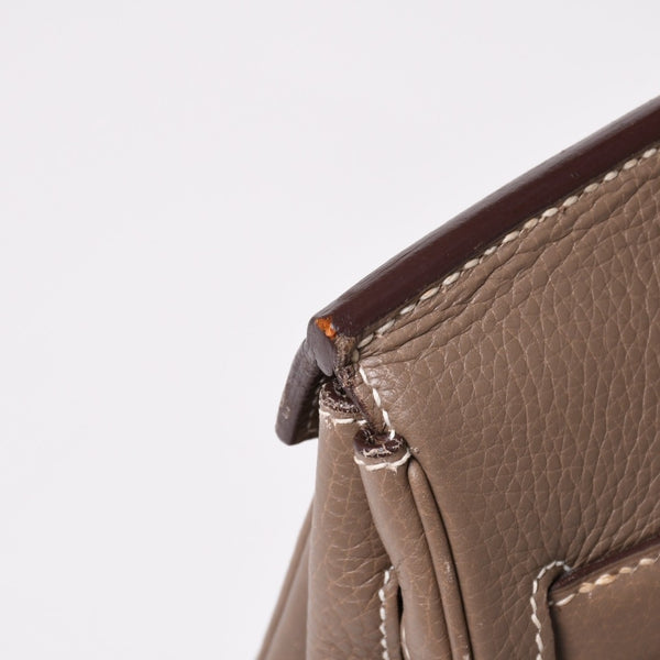 HERMES エルメス ショルダーバーキン42 ハンドバッグ □J刻印 トリヨンクレマンス エトゥープ SV金具 内縫い ゴルチエ期 美品 中古 4a003173