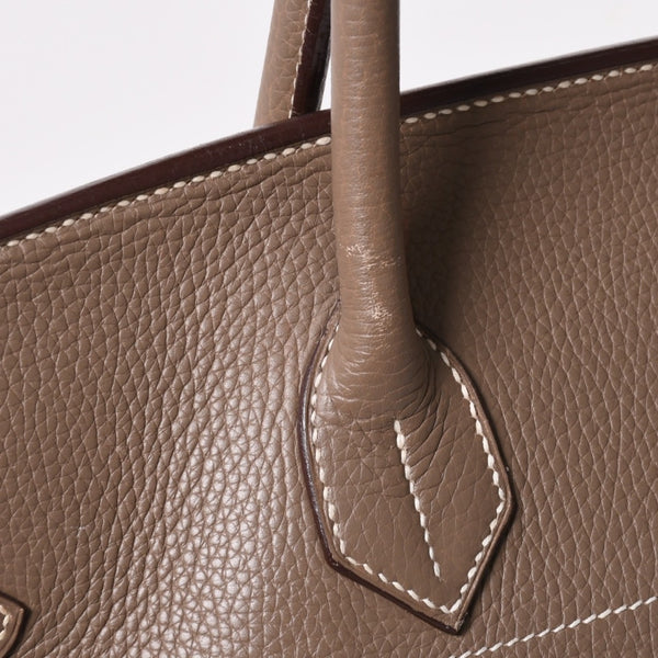 HERMES エルメス ショルダーバーキン42 ハンドバッグ □J刻印 トリヨンクレマンス エトゥープ SV金具 内縫い ゴルチエ期 美品 中古 4a003173