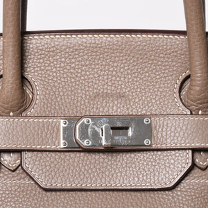 HERMES エルメス ショルダーバーキン42 ハンドバッグ □J刻印 トリヨンクレマンス エトゥープ SV金具 内縫い ゴルチエ期 美品 中古 4a003173