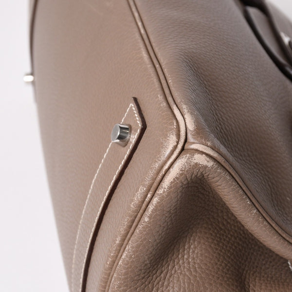 HERMES エルメス ショルダーバーキン42 ハンドバッグ □J刻印 トリヨンクレマンス エトゥープ SV金具 内縫い ゴルチエ期 美品 中古 4a003173