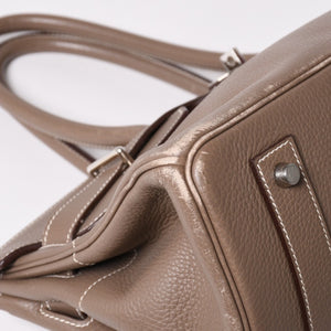 HERMES エルメス ショルダーバーキン42 ハンドバッグ □J刻印 トリヨンクレマンス エトゥープ SV金具 内縫い ゴルチエ期 美品 中古 4a003173