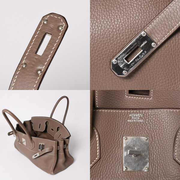 HERMES エルメス ショルダーバーキン42 ハンドバッグ □J刻印 トリヨンクレマンス エトゥープ SV金具 内縫い ゴルチエ期 美品 中古 4a003173