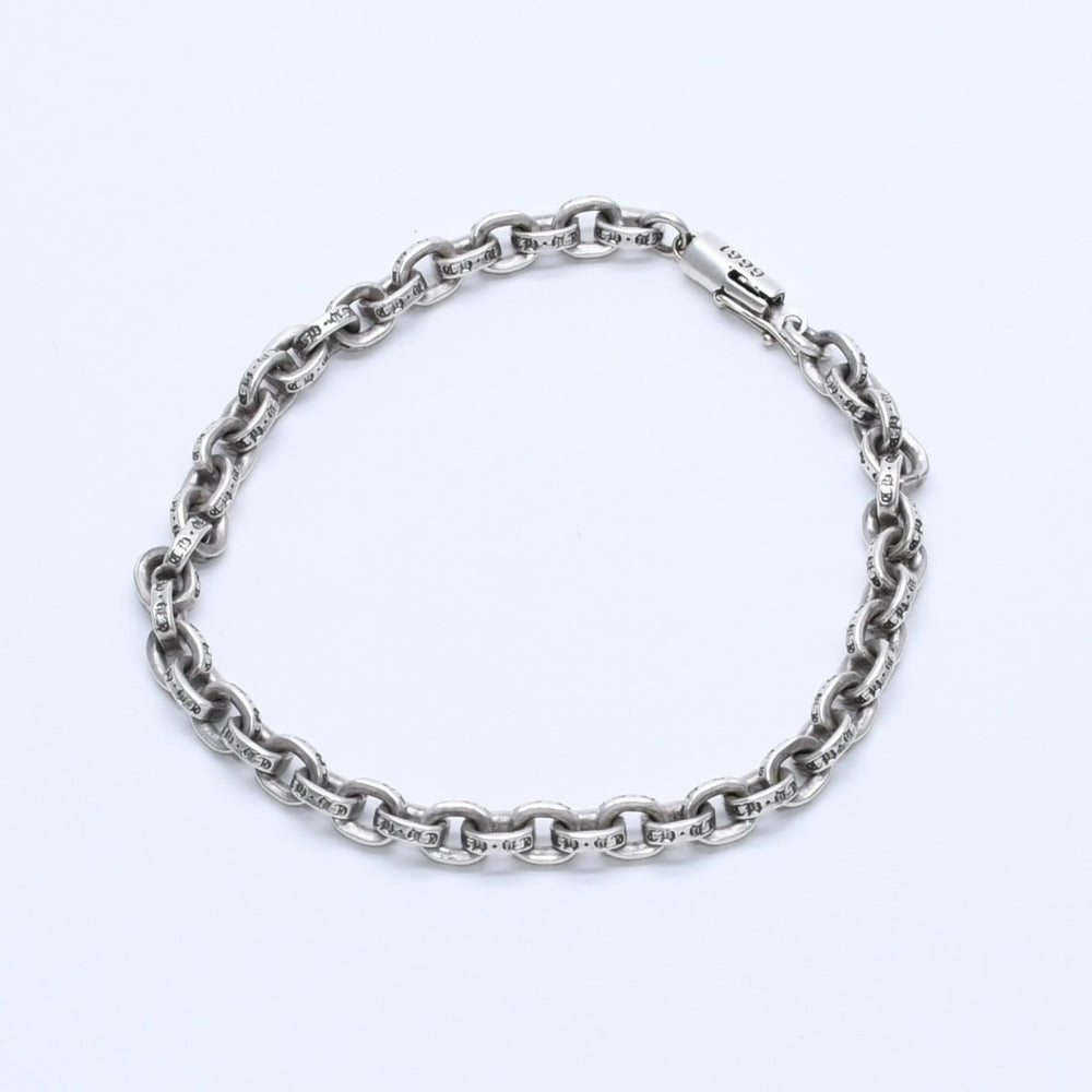 極美品 CHROME HEARTS クロムハーツ ペーパーチェーンブレスレット CHロゴ刻印 シルバー925 SV 7インチ 重量13.59g アクセサリー 中古 4a003227