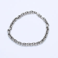 極美品 CHROME HEARTS クロムハーツ ペーパーチェーンブレスレット CHロゴ刻印 シルバー925 SV 7インチ 重量13.59g アクセサリー 中古 4a003227