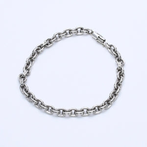 極美品 CHROME HEARTS クロムハーツ ペーパーチェーンブレスレット CHロゴ刻印 シルバー925 SV 7インチ 重量13.59g アクセサリー 中古 4a003227