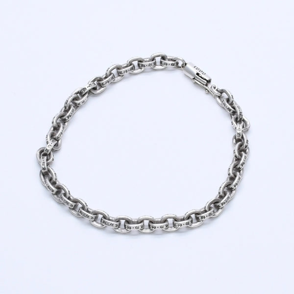 極美品 CHROME HEARTS クロムハーツ ペーパーチェーンブレスレット CHロゴ刻印 シルバー925 SV 7インチ 重量13.59g アクセサリー 中古 4a003227