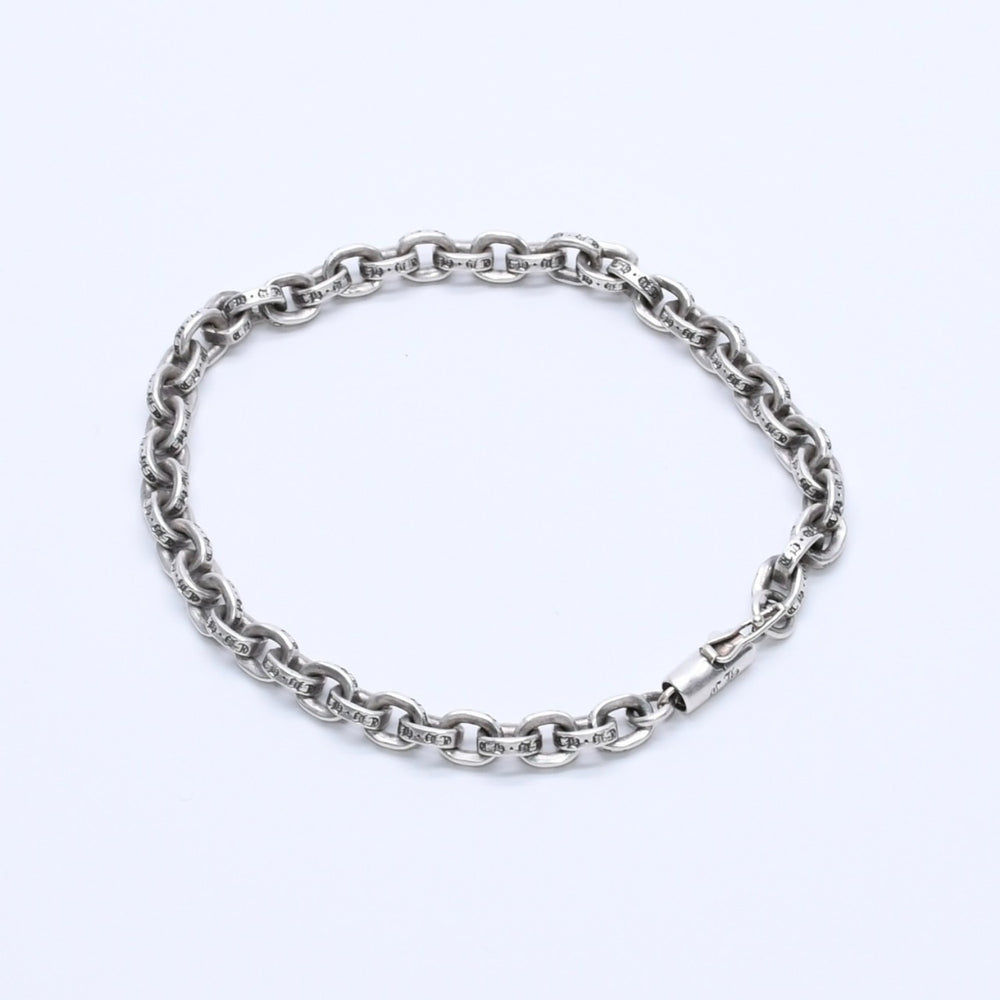 極美品 CHROME HEARTS クロムハーツ ペーパーチェーンブレスレット CHロゴ刻印 シルバー925 SV 7インチ 重量13.59g アクセサリー 中古 4a003227
