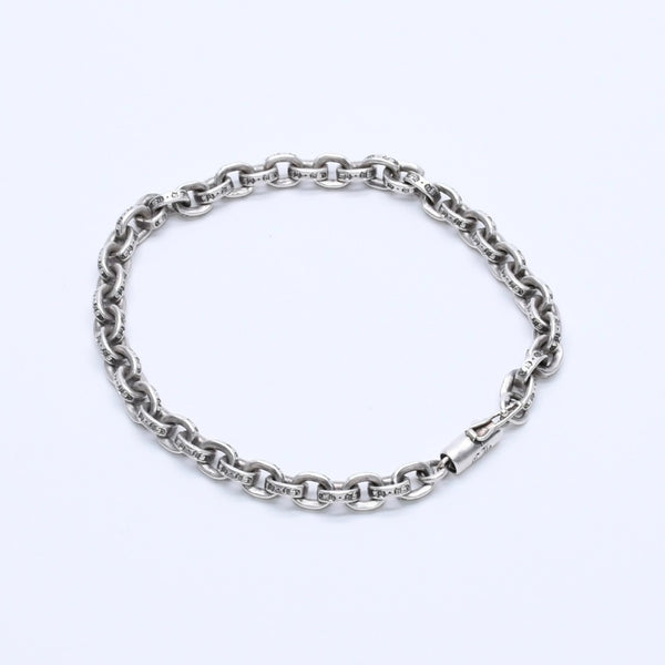 極美品 CHROME HEARTS クロムハーツ ペーパーチェーンブレスレット CHロゴ刻印 シルバー925 SV 7インチ 重量13.59g アクセサリー 中古 4a003227