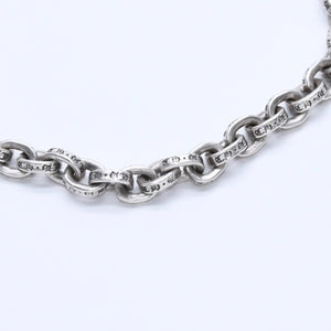 極美品 CHROME HEARTS クロムハーツ ペーパーチェーンブレスレット CHロゴ刻印 シルバー925 SV 7インチ 重量13.59g アクセサリー 中古 4a003227