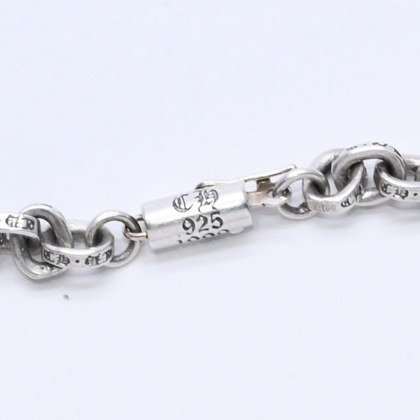 極美品 CHROME HEARTS クロムハーツ ペーパーチェーンブレスレット CHロゴ刻印 シルバー925 SV 7インチ 重量13.59g アクセサリー 中古 4a003227