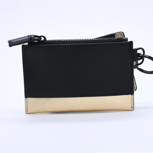 極美品 PRADA プラダ ロゴ コインケース カードカース サファーノレザー ブラック ゴールド ブラック レザー 中古 4a003223