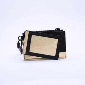 極美品 PRADA プラダ ロゴ コインケース カードカース サファーノレザー ブラック ゴールド ブラック レザー 中古 4a003223