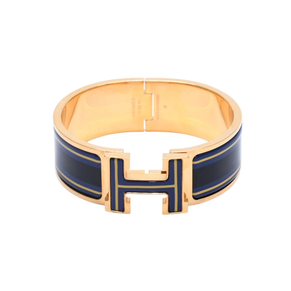 HERMES エルメス Clic Clac H クリック クラックH バングル ブレスレット 重量約64.13g ゴールド メタル GP エナメル 美品 中古 4a002971