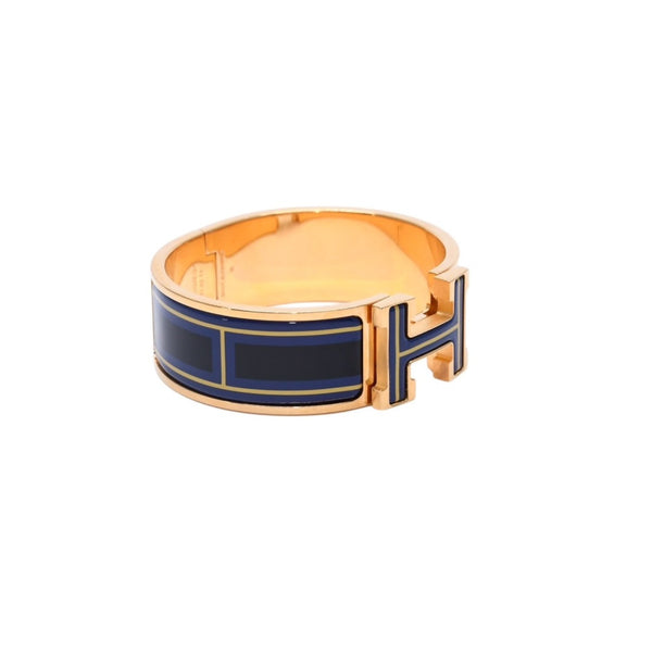 HERMES Clic Clac H Bangle Bracelet Weight approx. 64.13g Gold Metal GP Enamel Good Condition Used 4a002971