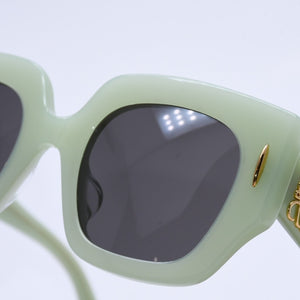 極美品 LOEWE ロエベ サングラス アイウェア LW40129U 95A サイズ50□22 140 アナグラムロゴ パステルグリーン 中古 4a003236