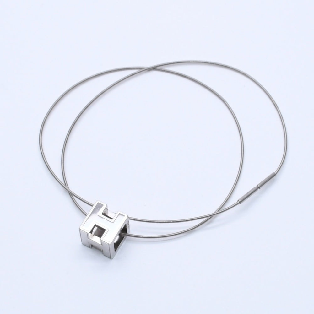HERMES エルメス Cage d'H カージュ ド アッシュ Hキューブ ワイヤーネックレス 重量約7.01g シルバー 美品 中古 4a002970