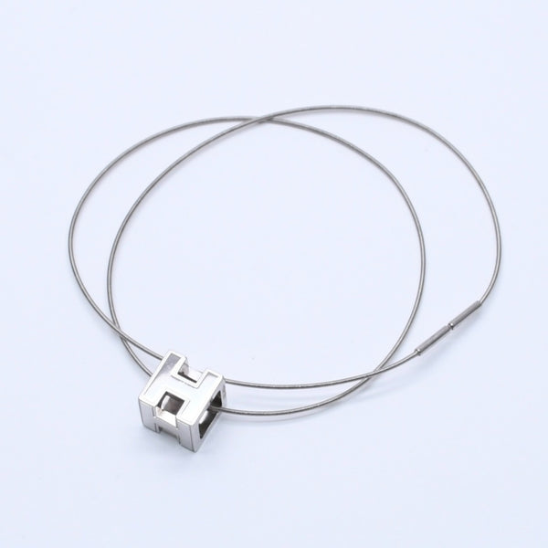 HERMES エルメス Cage d'H カージュ ド アッシュ Hキューブ ワイヤーネックレス 重量約7.01g シルバー 美品 中古 4a002970