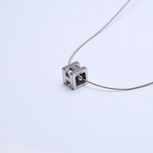 HERMES エルメス Cage d'H カージュ ド アッシュ Hキューブ ワイヤーネックレス 重量約7.01g シルバー 美品 中古 4a002970