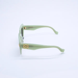 極美品 LOEWE ロエベ サングラス アイウェア LW40129U 95A サイズ50□22 140 アナグラムロゴ パステルグリーン 中古 4a003236