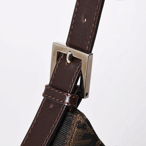極美品 FENDI フェンディ Shoulder Bag ショルダーバッグ ズッカ キャンバス レザー シルバー金具 中古 4a003043