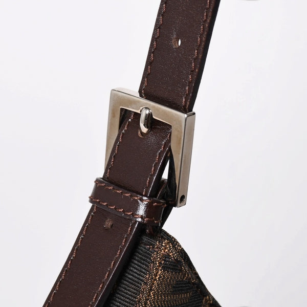 極美品 FENDI フェンディ Shoulder Bag ショルダーバッグ ズッカ キャンバス レザー シルバー金具 中古 4a003043