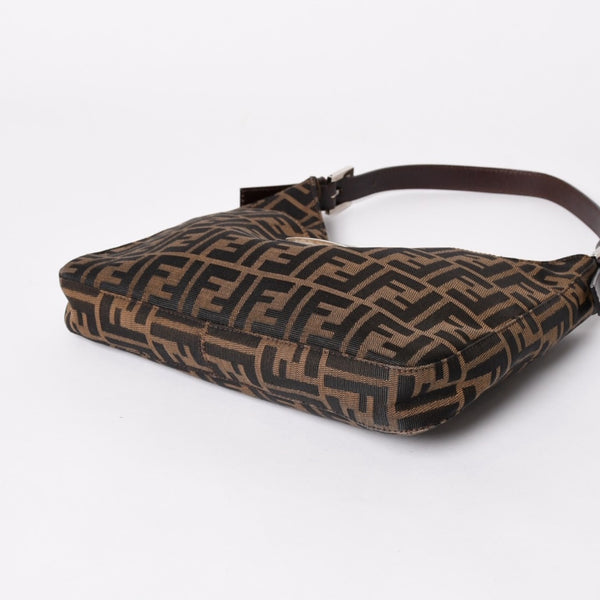 極美品 FENDI フェンディ Shoulder Bag ショルダーバッグ ズッカ キャンバス レザー シルバー金具 中古 4a003043