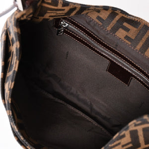 極美品 FENDI フェンディ Shoulder Bag ショルダーバッグ ズッカ キャンバス レザー シルバー金具 中古 4a003043