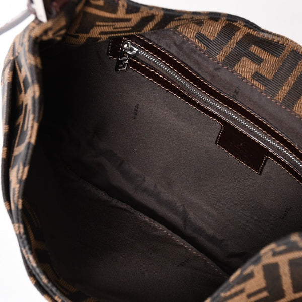 極美品 FENDI フェンディ Shoulder Bag ショルダーバッグ ズッカ キャンバス レザー シルバー金具 中古 4a003043