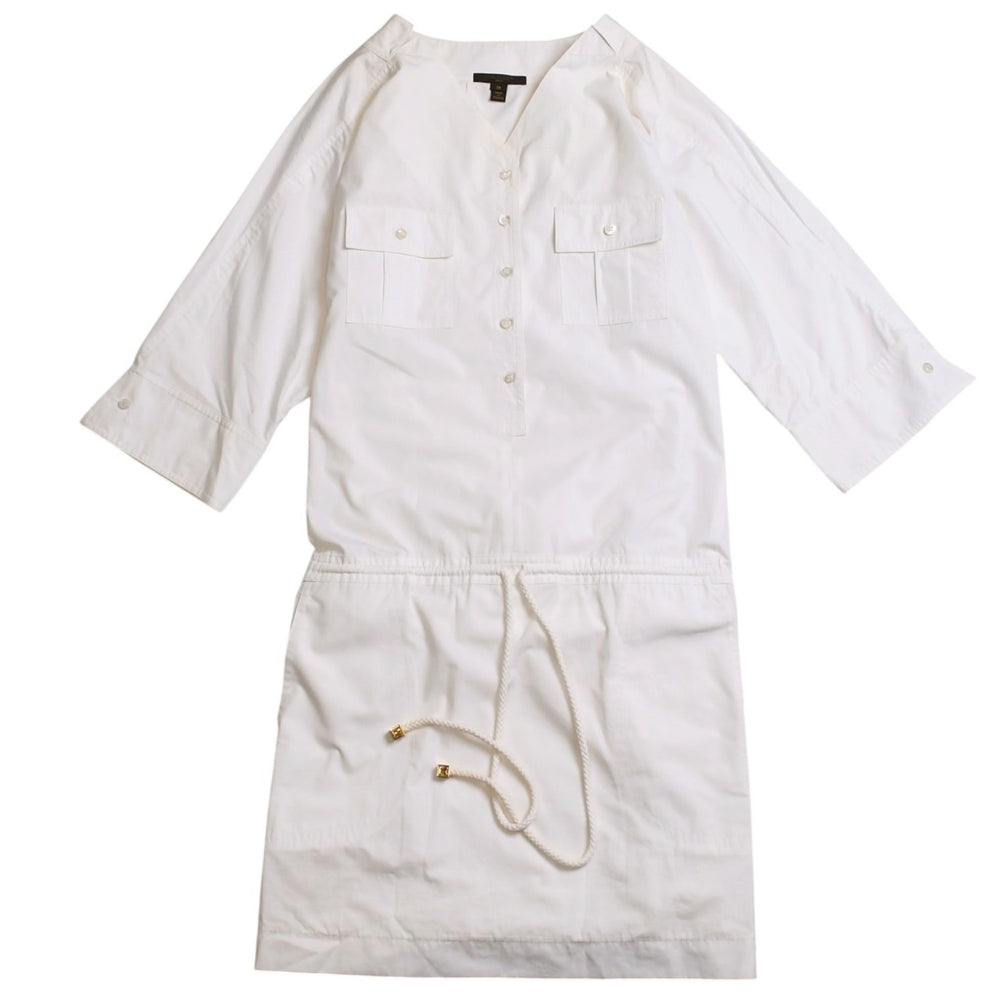 LOUIS VUITTON Louis Vuitton midi dress, size 36, white, gold hardware, 100% cotton, RW081B Excellent condition, used item 4a003243
