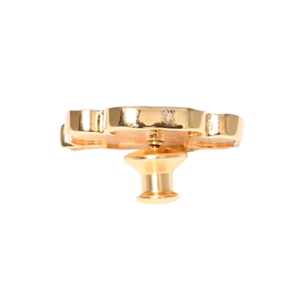 Very Good Condition CHANEL Brooch BROOC Coco Mark Metal Gold Black Rhinestone B23S Engraved Used 4a003612