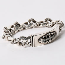 Load image into Gallery viewer, CHROME HEARTS クロムハーツ ID FLORAL CRS FNCY P DIA フローラルクロス ファンシーチェーン IDブレスレット 13リンク 純正 美品 中古 4a003351
