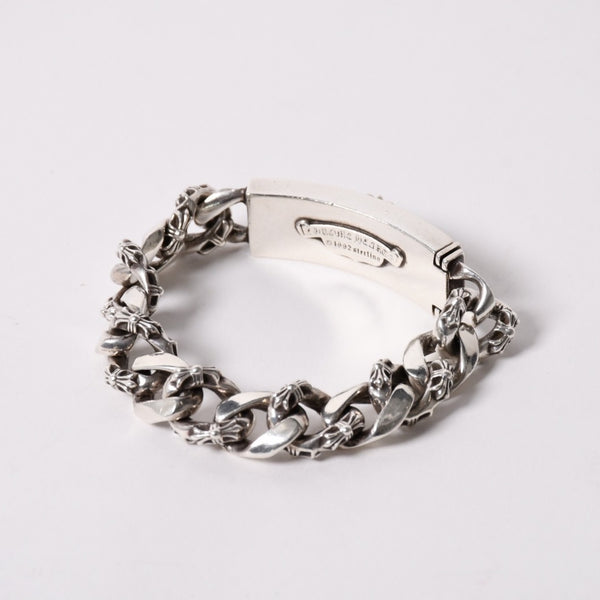 CHROME HEARTS クロムハーツ ID FLORAL CRS FNCY P DIA フローラルクロス ファンシーチェーン IDブレスレット 13リンク 純正 美品 中古 4a003351