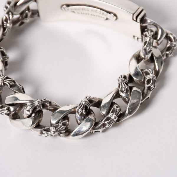 CHROME HEARTS クロムハーツ ID FLORAL CRS FNCY P DIA フローラルクロス ファンシーチェーン IDブレスレット 13リンク 純正 美品 中古 4a003351