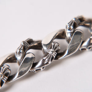 CHROME HEARTS クロムハーツ ID FLORAL CRS FNCY P DIA フローラルクロス ファンシーチェーン IDブレスレット 13リンク 純正 美品 中古 4a003351
