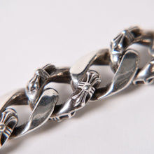 Load image into Gallery viewer, CHROME HEARTS クロムハーツ ID FLORAL CRS FNCY P DIA フローラルクロス ファンシーチェーン IDブレスレット 13リンク 純正 美品 中古 4a003351