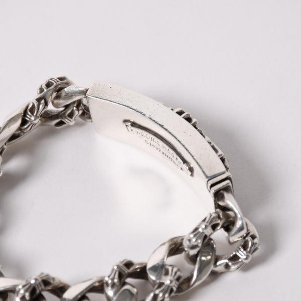 CHROME HEARTS クロムハーツ ID FLORAL CRS FNCY P DIA フローラルクロス ファンシーチェーン IDブレスレット 13リンク 純正 美品 中古 4a003351