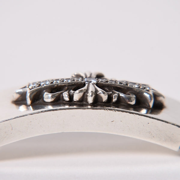 CHROME HEARTS クロムハーツ ID FLORAL CRS FNCY P DIA フローラルクロス ファンシーチェーン IDブレスレット 13リンク 純正 美品 中古 4a003351