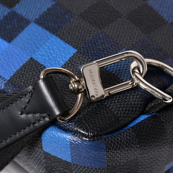 極美品 LOUIS VUITTON ルイヴィトン ボディバッグ ブラック ブルー グラフィット ピクセル アヴェニュー PVC レザーキャンバス シルバー金具 中古 4a002876