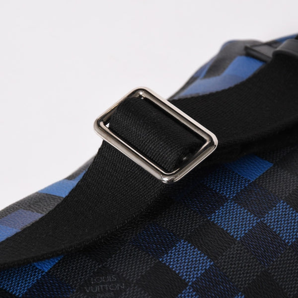 極美品 LOUIS VUITTON ルイヴィトン ボディバッグ ブラック ブルー グラフィット ピクセル アヴェニュー PVC レザーキャンバス シルバー金具 中古 4a002876