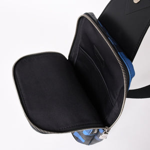 極美品 LOUIS VUITTON ルイヴィトン ボディバッグ ブラック ブルー グラフィット ピクセル アヴェニュー PVC レザーキャンバス シルバー金具 中古 4a002876
