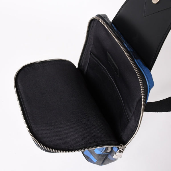 極美品 LOUIS VUITTON ルイヴィトン ボディバッグ ブラック ブルー グラフィット ピクセル アヴェニュー PVC レザーキャンバス シルバー金具 中古 4a002876