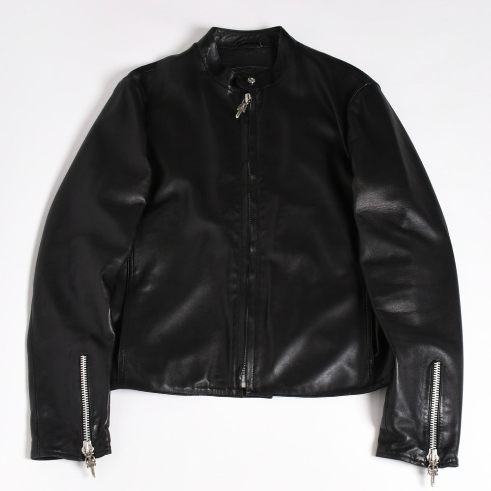 新品同様品 CHROME HEARTS クロムハーツ ダガージップ ライダースジャケット レザー シルバー925 中古 4a003307
