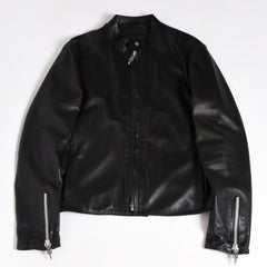 新品同様品 CHROME HEARTS クロムハーツ ダガージップ ライダースジャケット レザー シルバー925 中古 4a003307