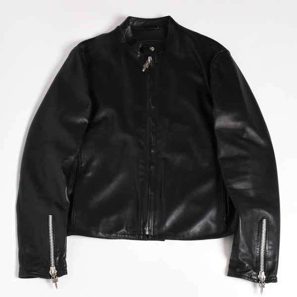 新品同様品 CHROME HEARTS クロムハーツ ダガージップ ライダースジャケット レザー シルバー925 中古 4a003307