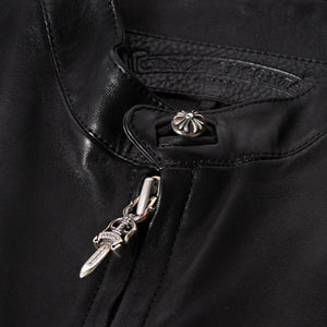 新品同様品 CHROME HEARTS クロムハーツ ダガージップ ライダースジャケット レザー シルバー925 中古 4a003307