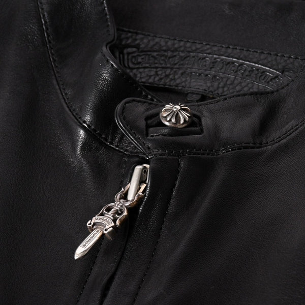 新品同様品 CHROME HEARTS クロムハーツ ダガージップ ライダースジャケット レザー シルバー925 中古 4a003307